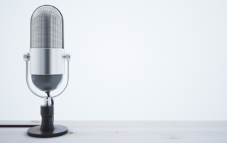 A microphone on a table.